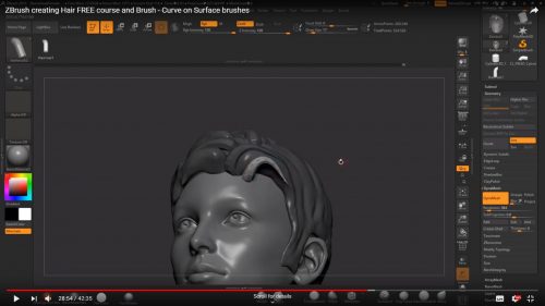 ZBrush creating Hair FREE Course and Brush – Curve on Surface Brushes